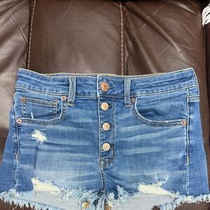 American Eagle Women's Hi-Rise Shortie Denim Button
Fly Jean Shorts Size-6